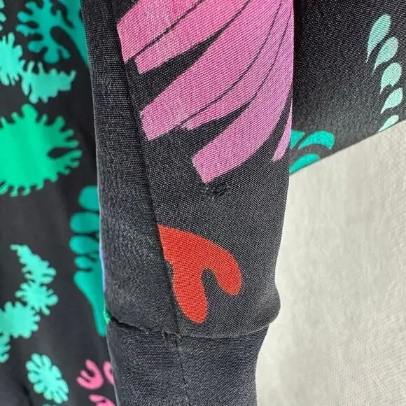 Rixo Silk Lulu Dark Floral Mini Dress Size Small - Picture 12 of 12